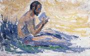 Paul Signac man reading Spain oil painting artist
